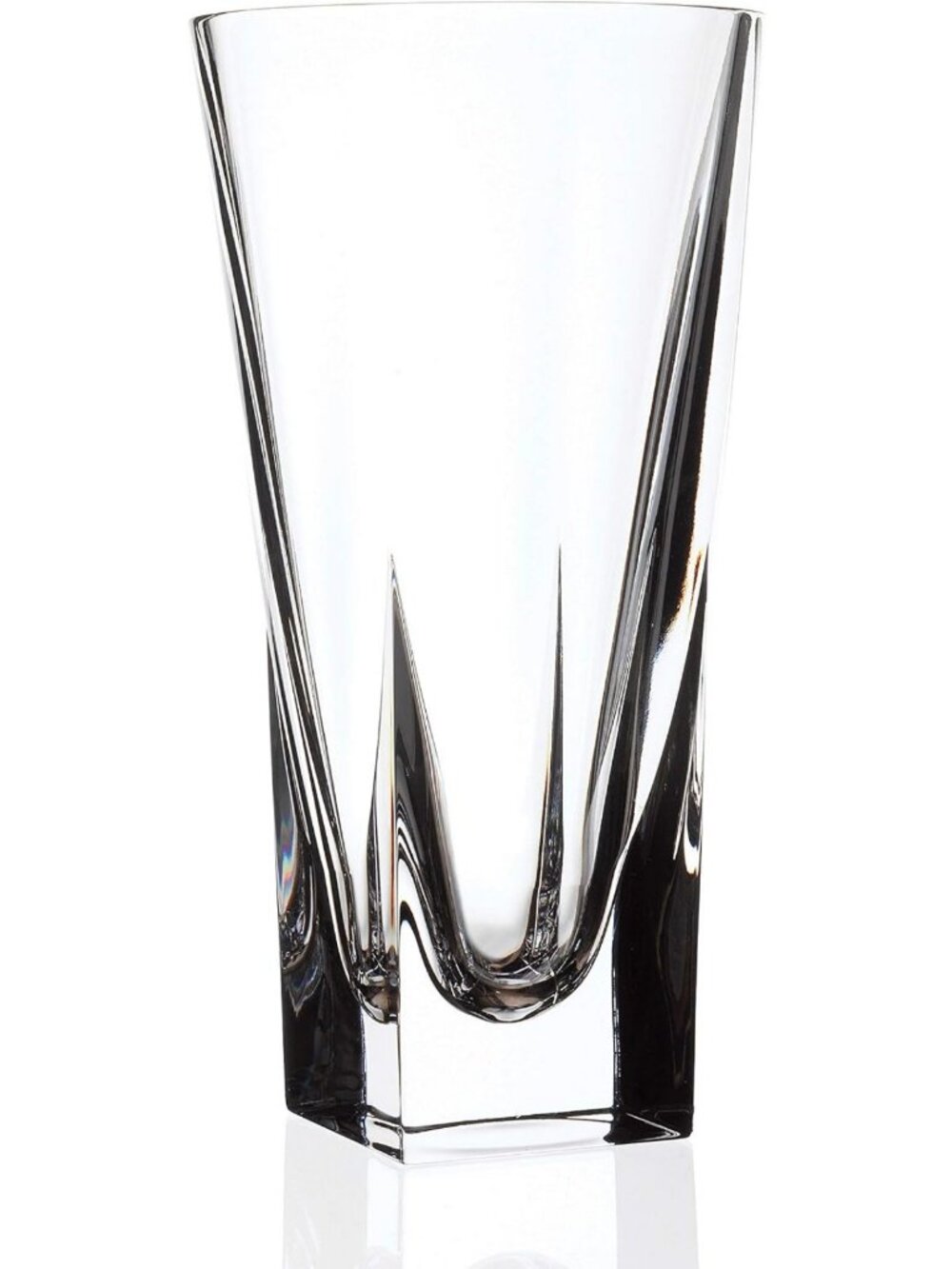 Elegant Crystal Glass Vase - 12" H for Flowers & Roses - Square Base, Round Top